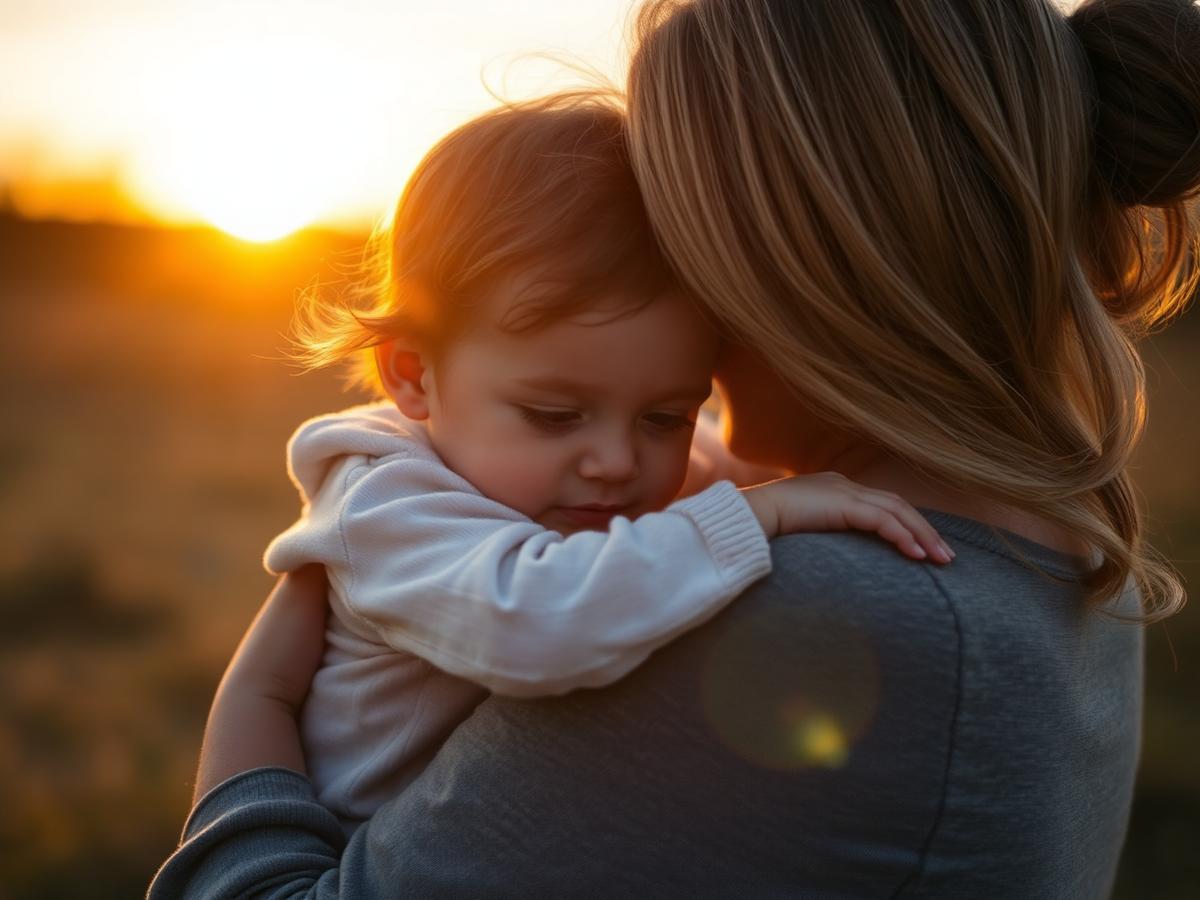 Mãe e filho abraçados